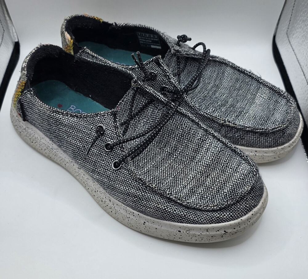 Skechers BOBS Shoes Womens Size 7 Gray Fabric 113778 Slip On Casual EUC